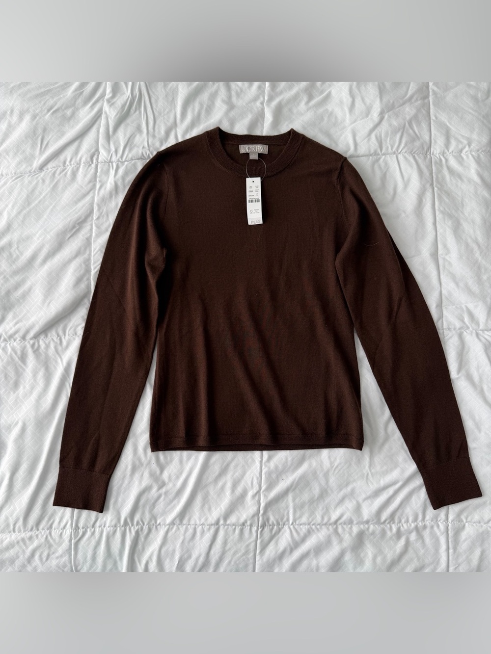 NWT J. Crew 100% Merino Wool Carolyn Fitted Crewneck Sweater S Brown Fall Autumn